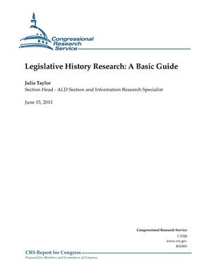 Legislative History Research: A Basic Guide