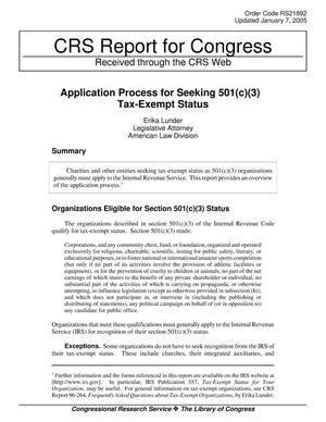 Application Process for Seeking 501(c)(3) Tax-Exempt Status