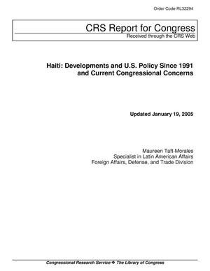 Haiti: Developments and U.S. Policy Since 1991 and Current Congressional Concerns