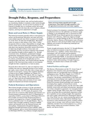 Drought Policy, Response, and Preparedness