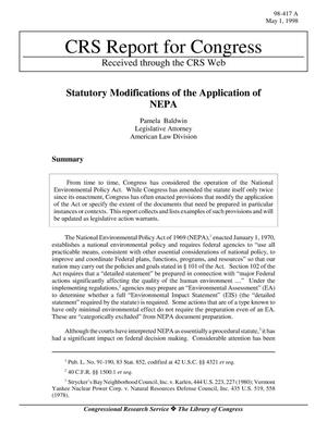 Statutory Modifications of the Application of NEPA