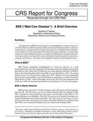 BSE (“Mad Cow Disease”): A Brief Overview