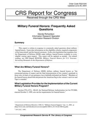 Primary view of object titled 'Military Funeral Honors: Frequently Asked Questions'.