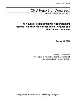 The House of Representatives Apportionment Formula: An Analysis of Proposals for Change and Their Impact on States