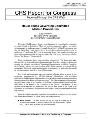 House Rules Governing Committee Markup Procedures