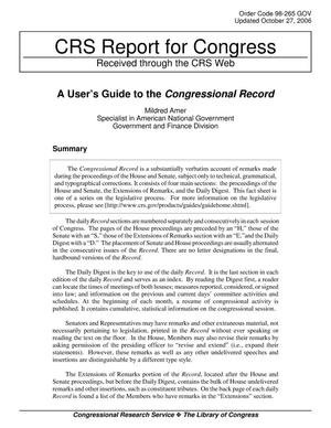A User's Guide to the Congressional Record