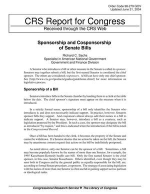 Sponsorship and Cosponsorship of Senate Bills