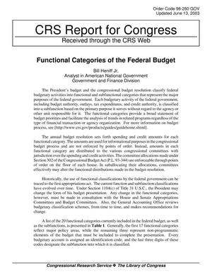 Primary view of Functional Categories of the Federal Budget