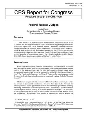 Federal Recess Judges