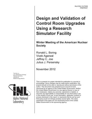 Design and Validation of Control Room Upgrades Using a Research Simulator Facility