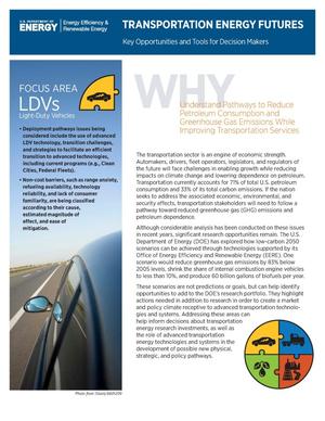 Transportation Energy Futures: Key Opportunities and Tools for Decision Makers (Brochure)