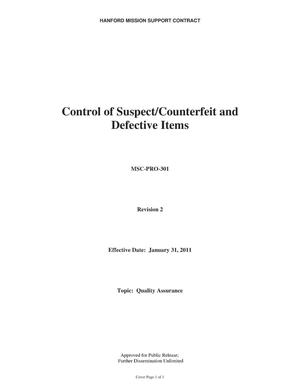 Control of Suspect/Counterfeit and Defective Items