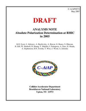 (DRAFT) ANALYSIS NOTE, Absolute Polarization Determination at RHIC in 2005