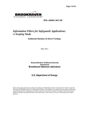 Information Filters for Safeguards Applications: A Scoping Study