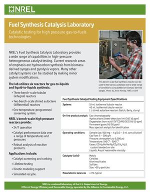 Fuel Synthesis Catalysis Laboratory (Fact Sheet)
