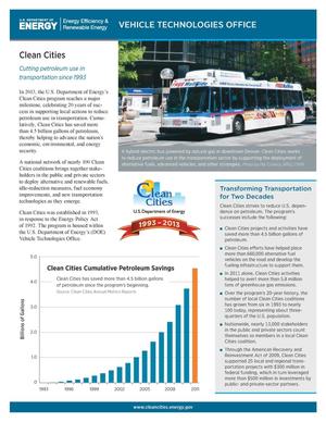 Clean Cities: Cutting Petroleum Use in Transportation Since 1993 (Brochure)