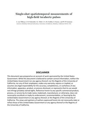 Single-shot spatiotemporal measurements of high-field terahertz pulses