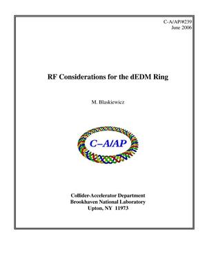 RF Considerations for the dEDM Ring