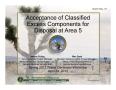 Article: Acceptance of Classified Excess Components for Disposal at Area 5