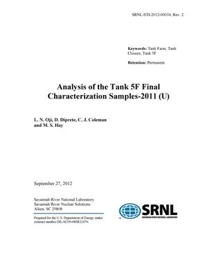Analysis Of The Tank 5F Final Characterization Samples-2011