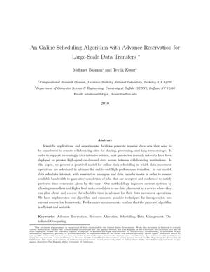 An Online Scheduling Algorithm with Advance Reservation for Large-Scale Data Transfers