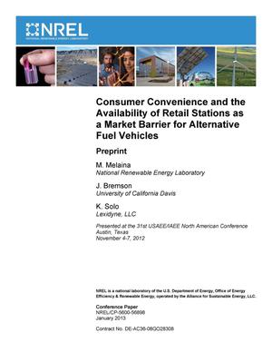 Consumer Convenience and the Availability of Retail Stations as a Market Barrier for Alternative Fuel Vehicles: Preprint