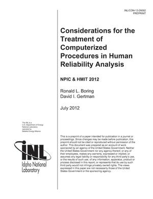 CONSIDERATIONS FOR THE TREATMENT OF COMPUTERIZED PROCEDURES IN HUMAN RELIABILITY ANALYSIS