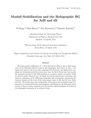 Moduli Stabilization and the Holographic RG for AdS and dS