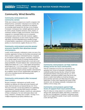 Community Wind Benefits (Fact Sheet)