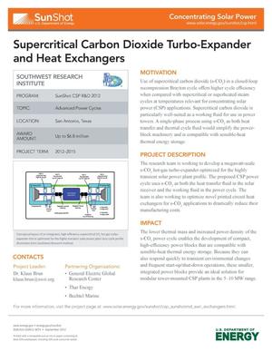 Supercritical Carbon Dioxide Turbo-Expander and Heat Exchangers (Fact Sheet)