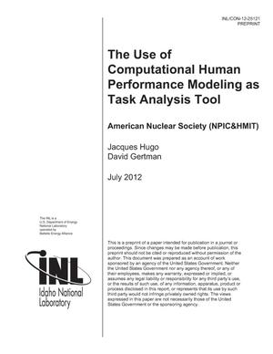 The Use Of Computational Human Performance Modeling As Task Analysis Tool
