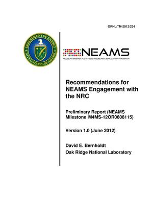 Recommendations for NEAMS Engagement with the NRC: Preliminary Report