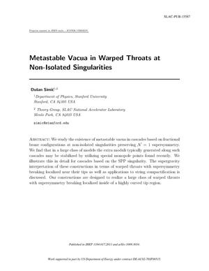 Metastable Vacua in Warped Throats at Non-Isolated Singularities