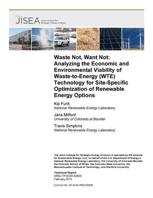 Waste Not, Want Not: Analyzing the Economic and Environmental Viability of Waste-to-Energy (WTE) Technology for Site-Specific Optimization of Renewable Energy Options