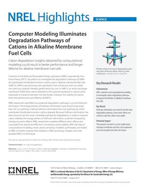 Computer Modeling Illuminates Degradation Pathways of Cations in Alkaline Membrane Fuel Cells (Fact Sheet)
