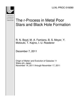 The r-Process in Metal Poor Stars and Black Hole Formation