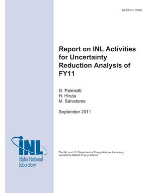 Primary view of object titled 'Report on INL Activities for Uncertainty Reduction Analysis of FY11'.