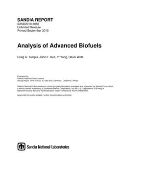 Analysis of advanced biofuels.