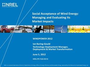 Social Acceptance of Wind Energy: Managing and Evaluating Its Market Impacts