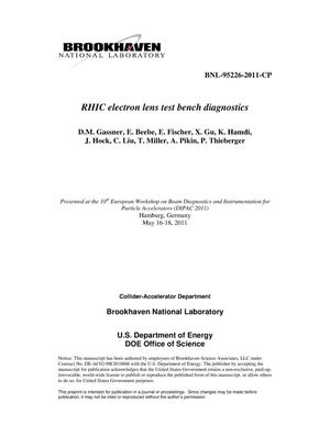 RHIC electron lens test bench diagnostics