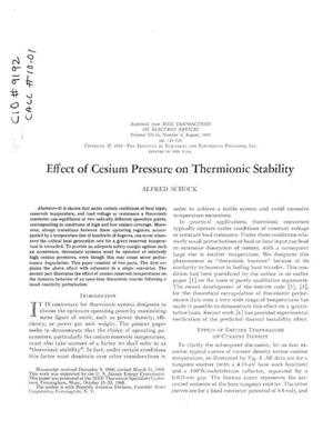Effect of Cesium Pressure on Thermionic Stability