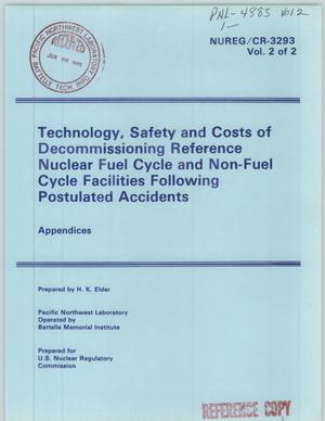 Technology, Safety and Costs of Decommissioning Reference Nuclear Fuel Cycle and Non-Fuel Cycle Facilities Following Postulated Accidents