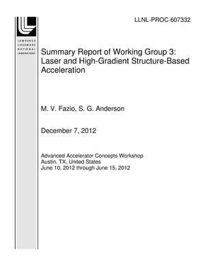 Summary Report of Working Group 3: Laser and High-Gradient Structure-Based Acceleration