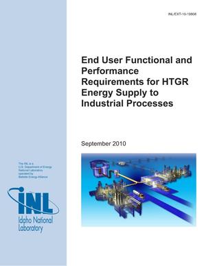 End User Functional and Performance Requirements for HTGR Energy Supply to Industrial Processes