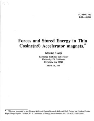 Forces and Stored Energy in Thin Cosine (n0) Accelerator Magnets
