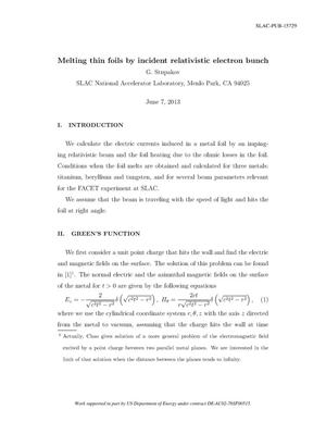 Melting Thin Foils by Incident Relativistic Electron Bunch