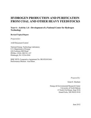Hydrogen Production and Purification from Coal and Other Heavy Feedstocks Year 6 - Activity 1.4 - Development of a National Center for Hydrogen Technology