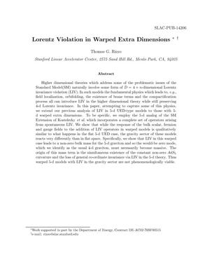 Lorentz Violation in Warped Extra Dimensions