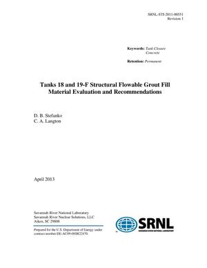 Tanks 18 And 19-F Structural Flowable Grout Fill Material Evaluation And Recommendations