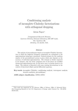 Conditioning analysis of incomplete Cholesky factorizations with orthogonal dropping